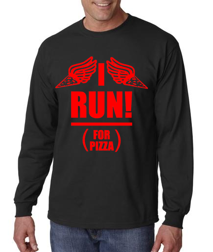 Running - I Run For Pizza - Mens Black Long Sleeve Shirt